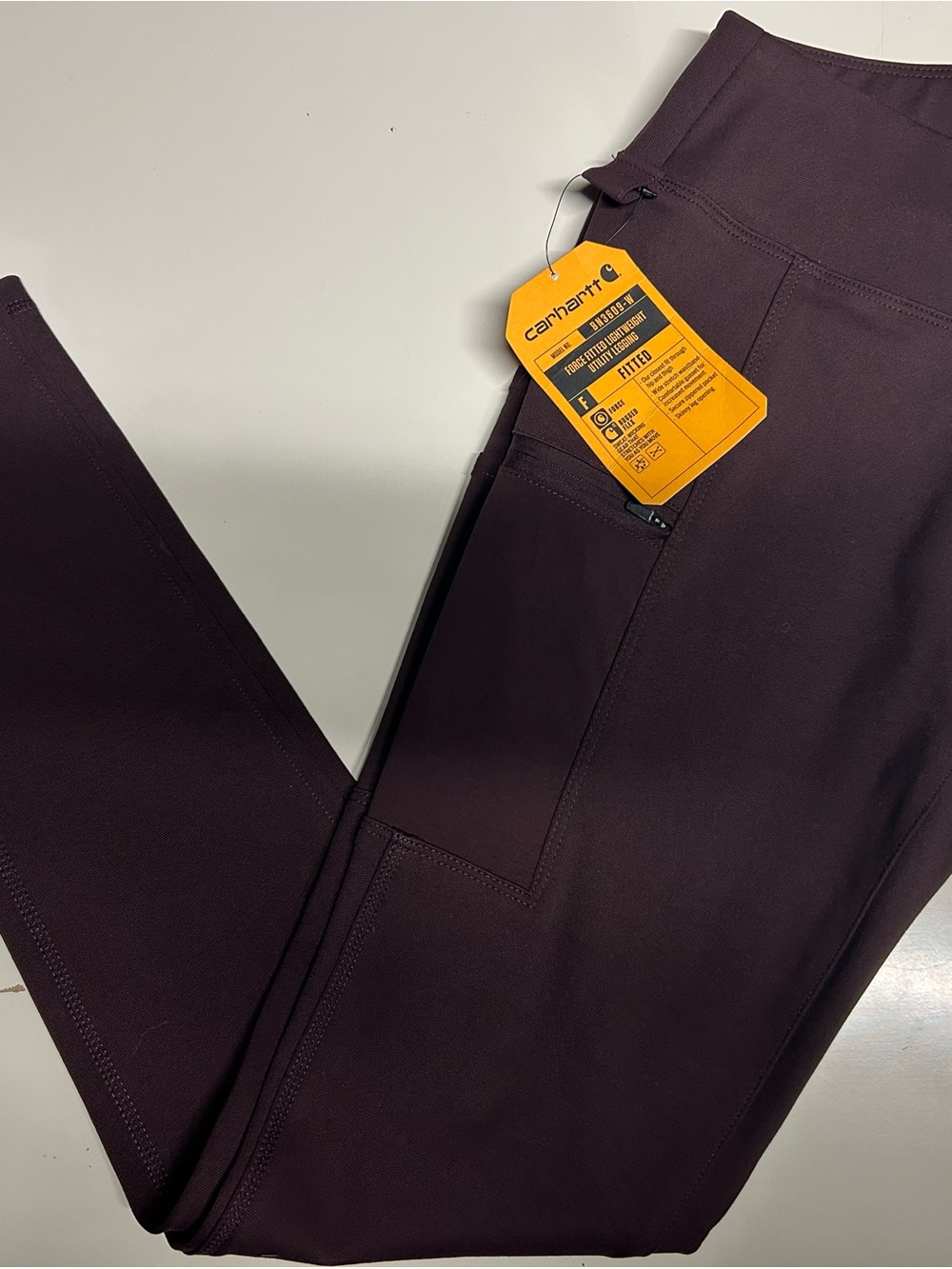 Carhartt Force Fitted Lightweight Utility Leggings Dark Burgundy Berry XS NWT